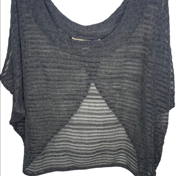 Decree Juniors Semi-Sheer Top Shirt M Gray Open Shoulders Bare Midriff - Picture 1 of 8